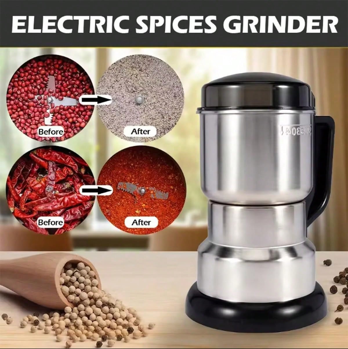 Coffee Bean Grinder Electric - Moulin à café, moteur puissant de